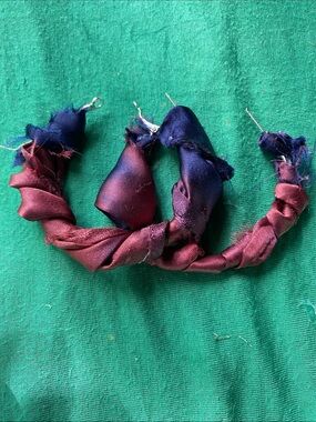 Handcrafted Twisted Fabric Hoop Earrings - Burgundy & Navy